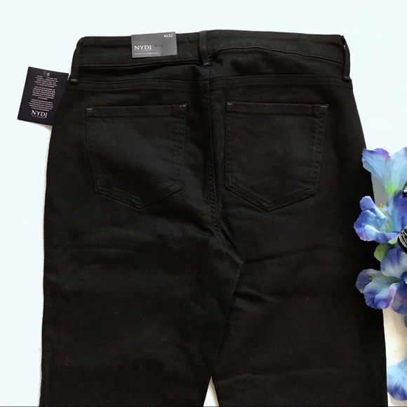 NYDJ NWT Black Marilyn Straight Leg Jeans Women Size 4 - Picture 6 of 10